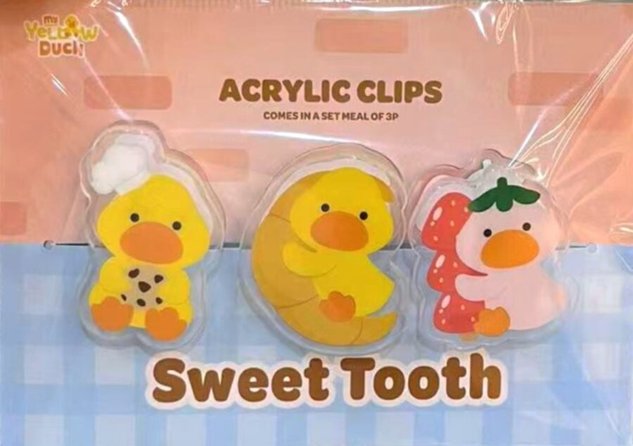 Sweet Tooth acrylic clip set featuring duck characters