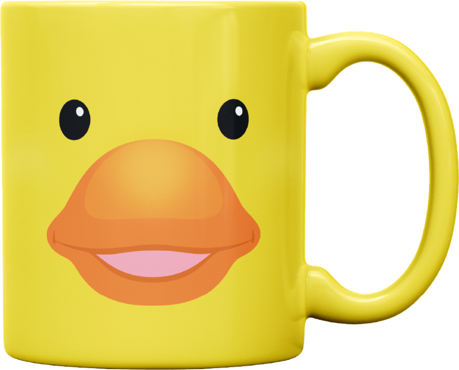 Yellow duck face ceramic mug