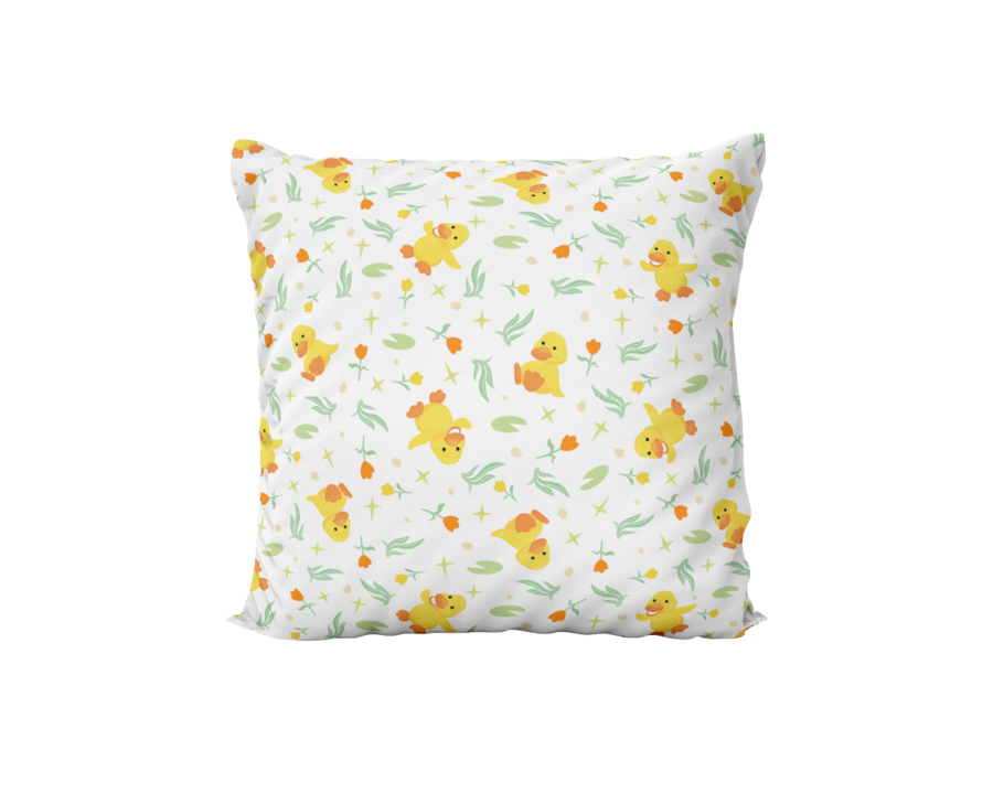 White pillowcase with tossed duck pattern