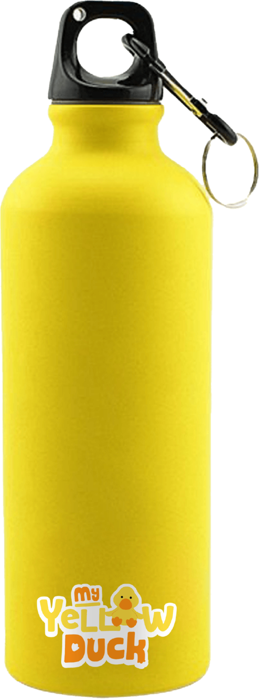 Yellow duck stainless steel water bottle with carabiner clip